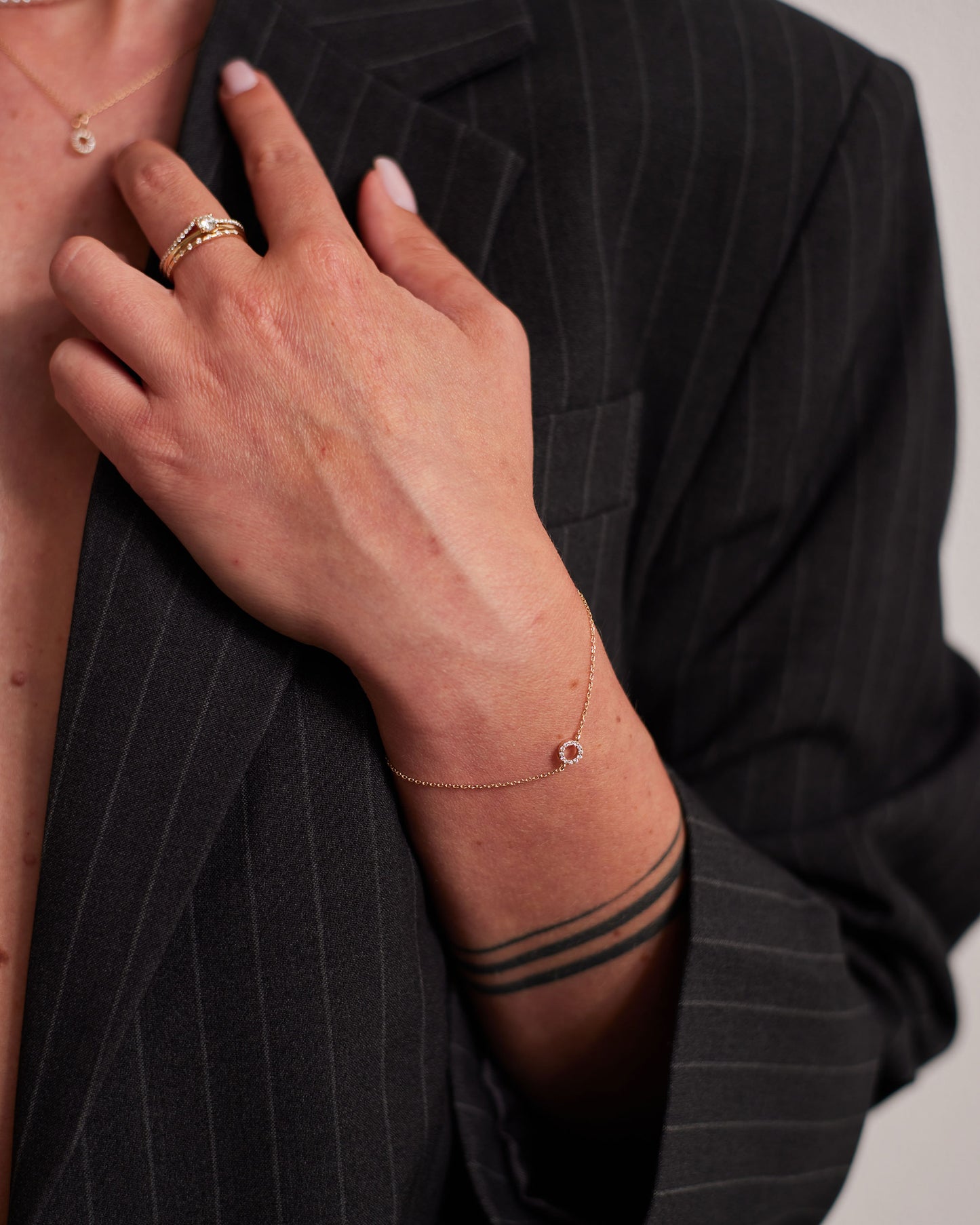 Mini Pave Diamond Circle Bracelet