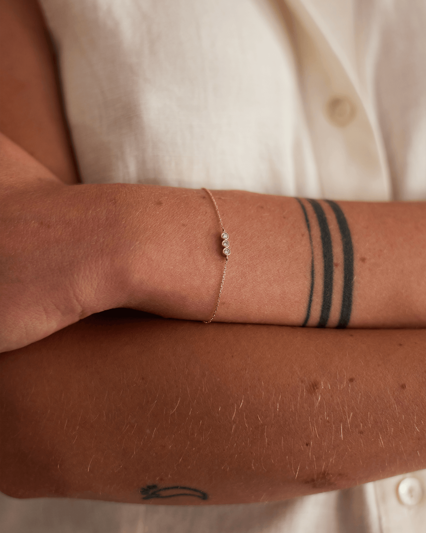 Gold Bracelet with 3 Diamonds