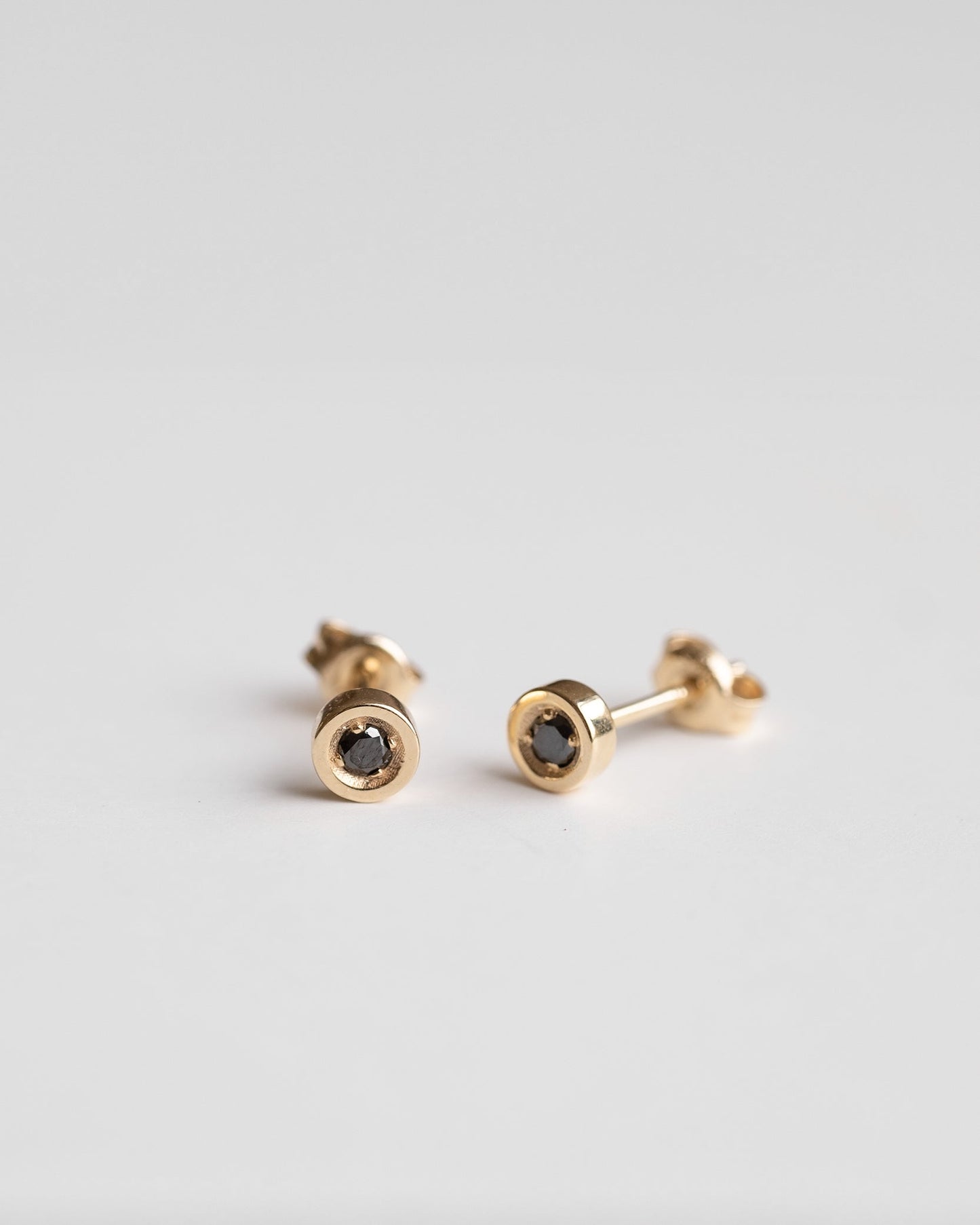 14K Solid Gold Black Diamond Earrings