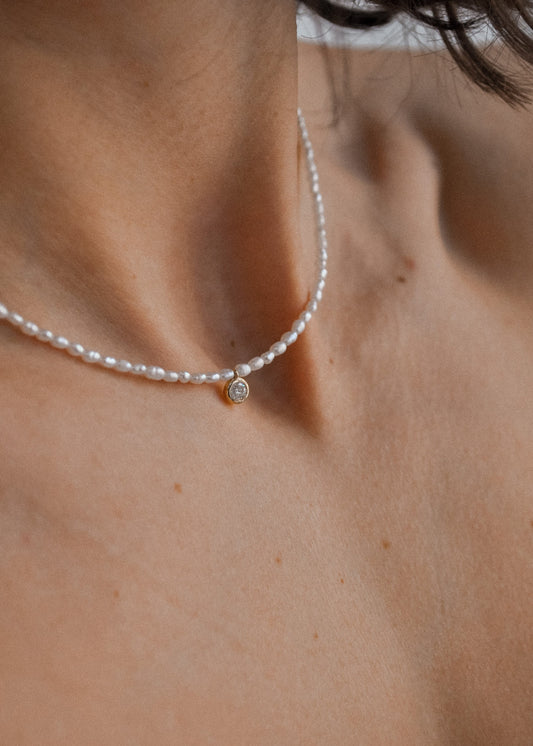 14K Solid Gold Large Diamond Necklace