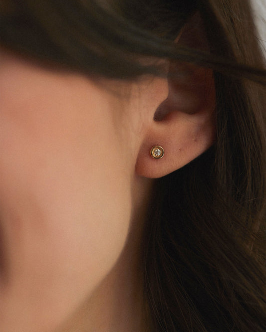 14K Solid Gold Diamond Earrings