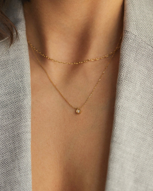 Dainty Bezel Set Diamond Necklace