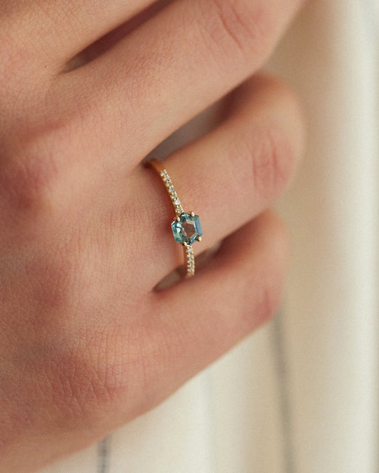 Octagon Sapphire Solitaire Ring