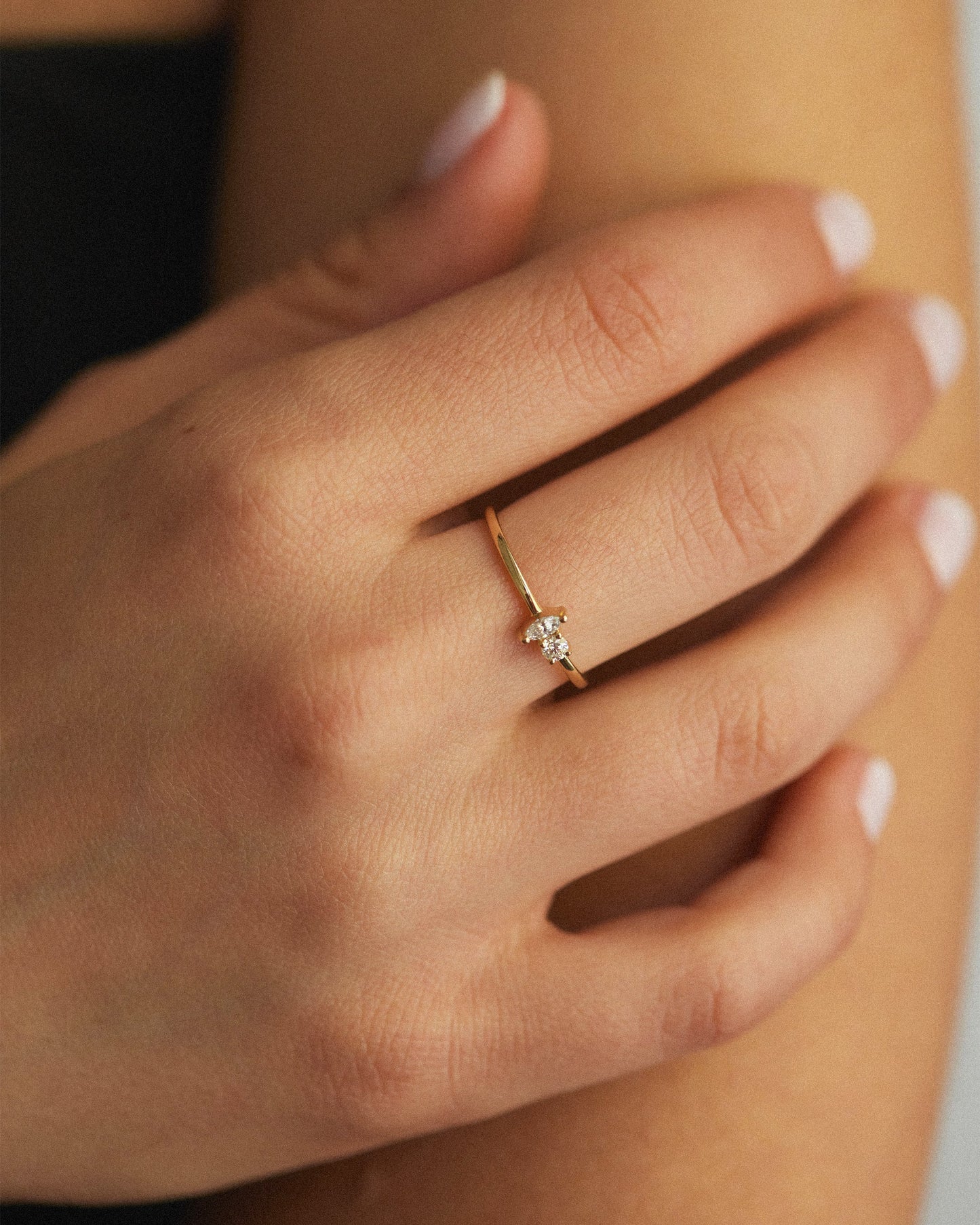 Marquise And Round Cut Diamond Ring