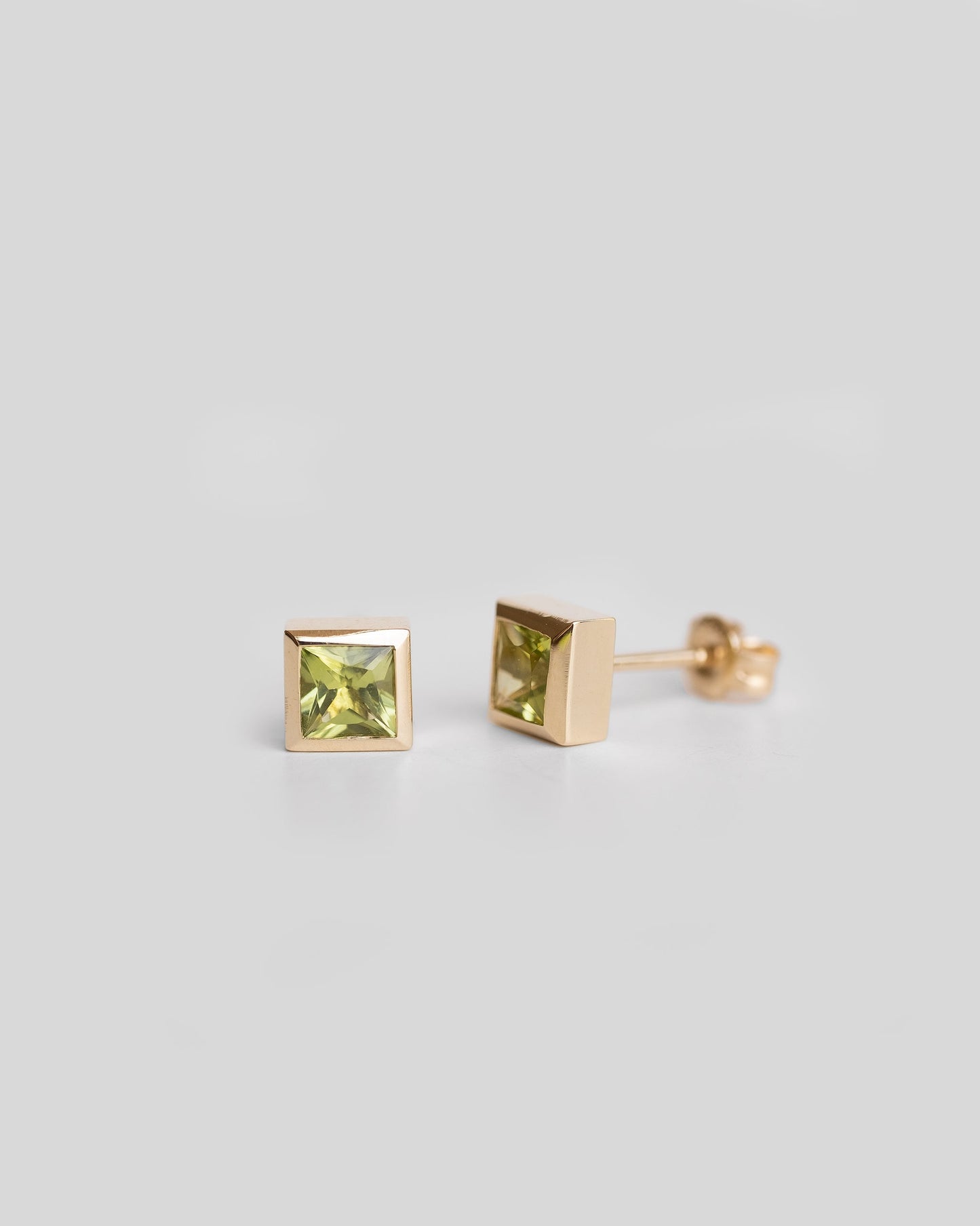 Green Peridot Stud Earrings