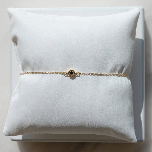 14K Solid Gold Black Diamond Solitaire Bracelet