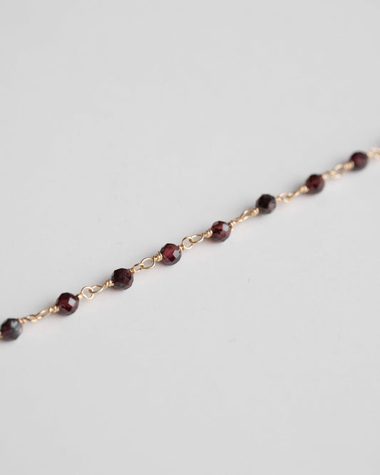 garnet chain bracelet, red stone beaded chain bracelet