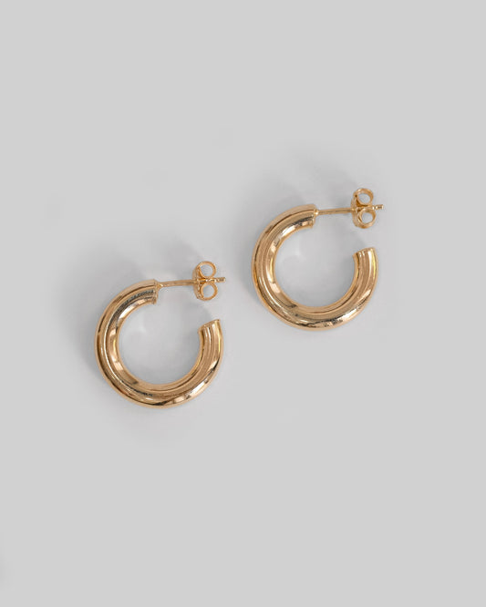 thick gold vermeil c hoops earrings, sterling silver bold c hoops earrings