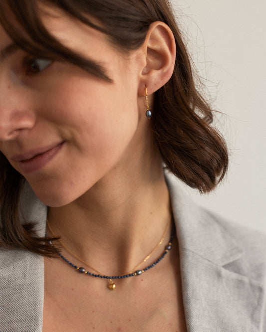 Sapphire & Black Pearls Necklace