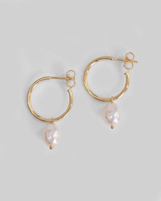 gentle gold vermeil c hoops earrings with removable pearl