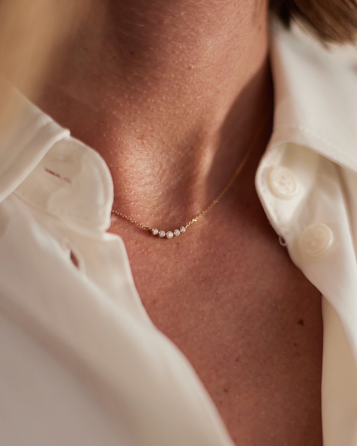 Curved Diamond Bar Necklace