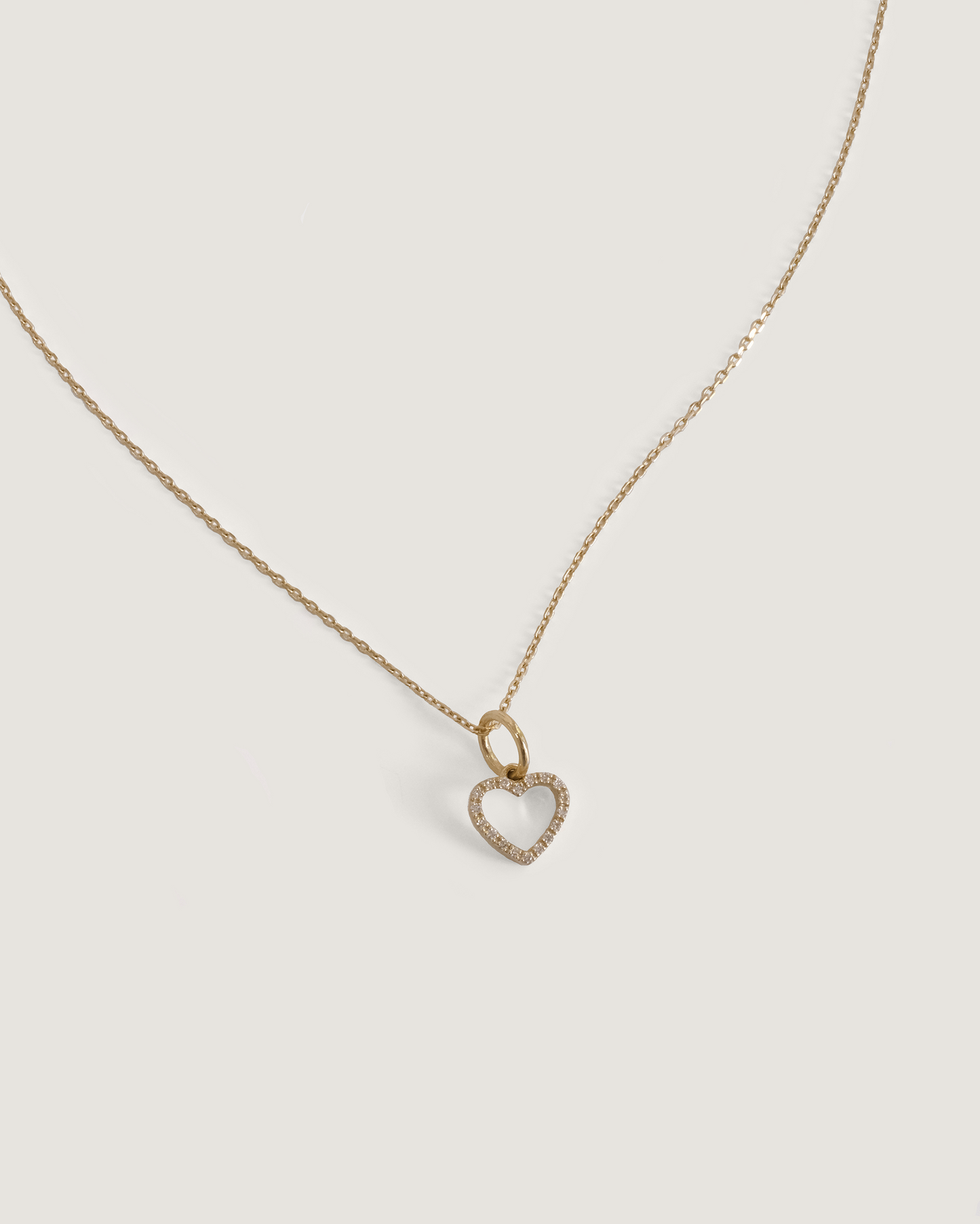 14k Solid Gold Heart Necklace with Diamonds