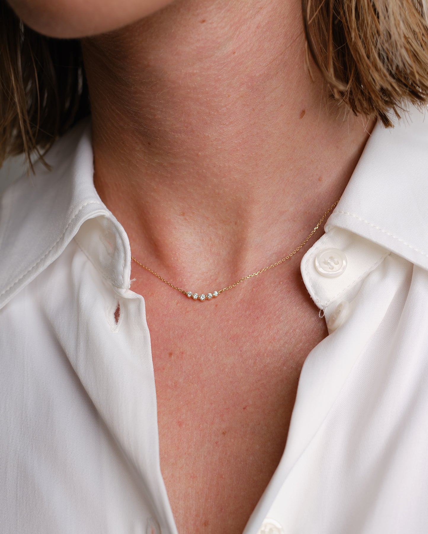 Curved Diamond Bar Necklace