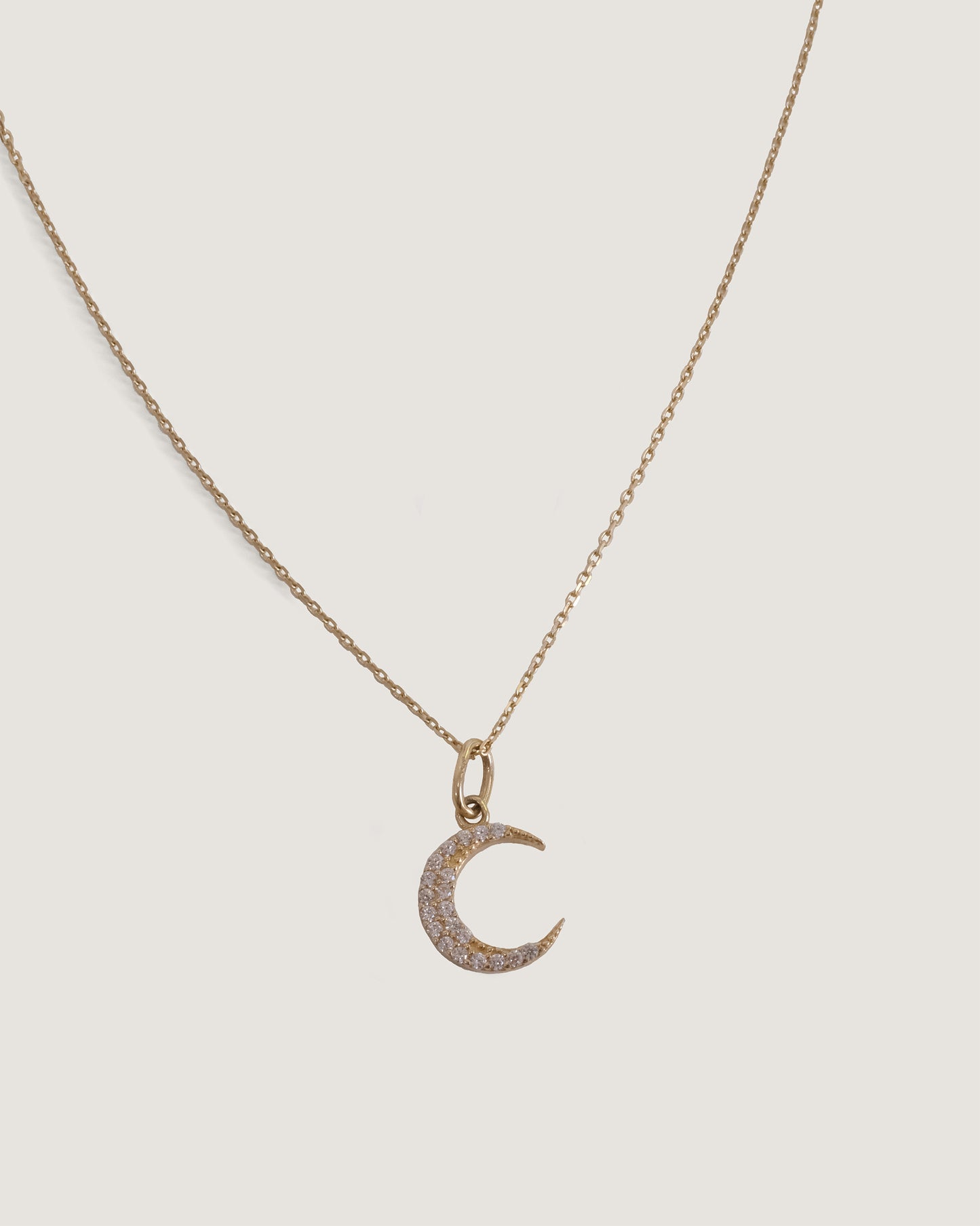 Moon Pendant Necklace With Zirconia