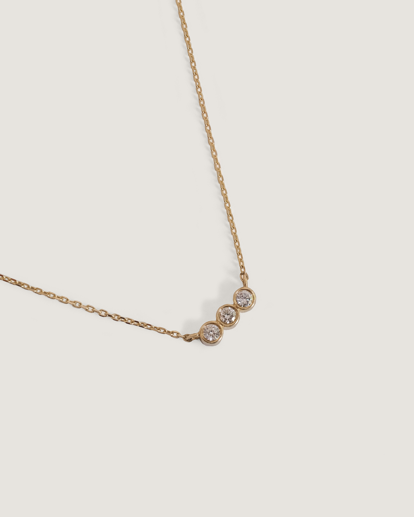 Solid Gold 3 Diamond Necklace