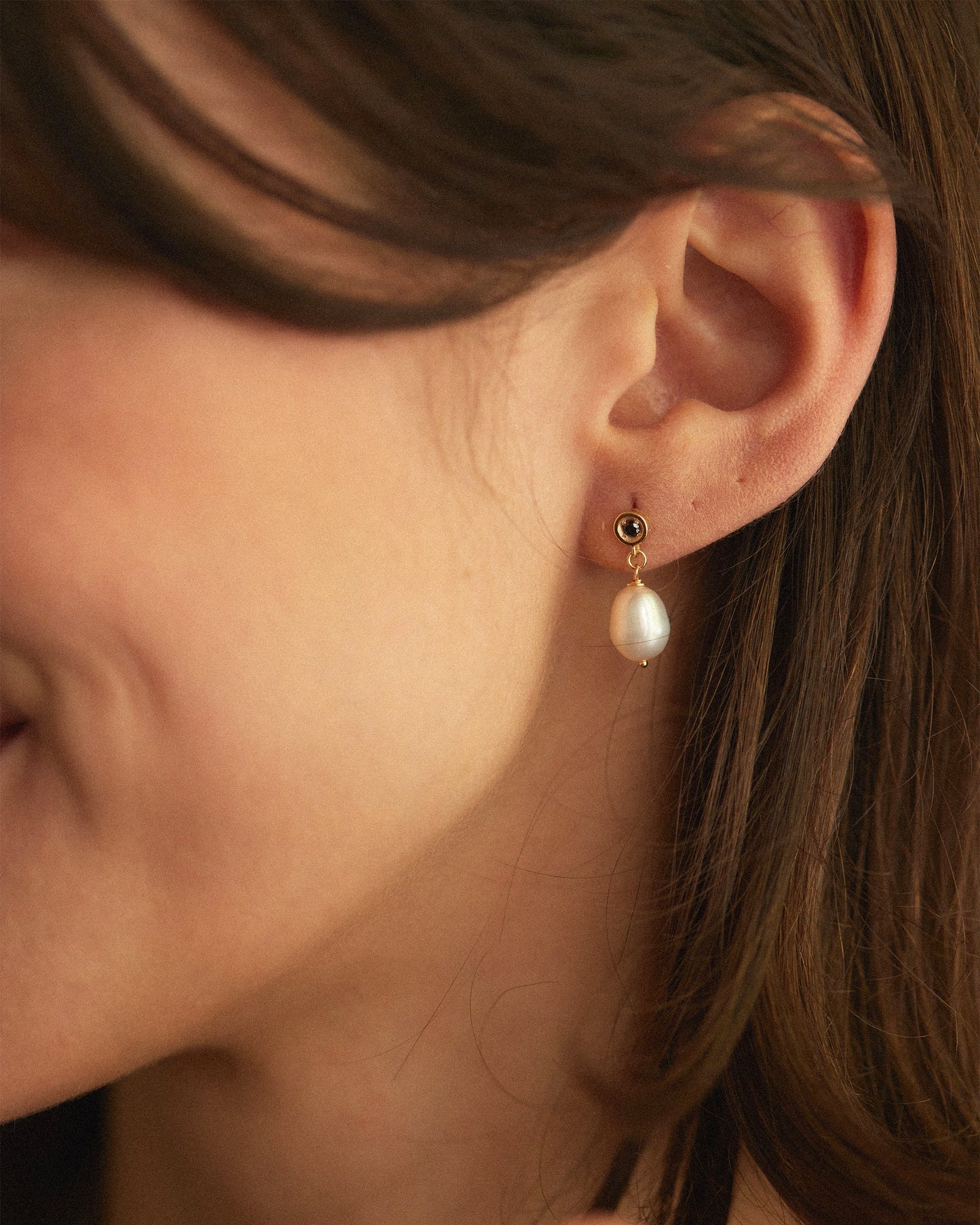 Black Diamond And Pearl Drop Earrings