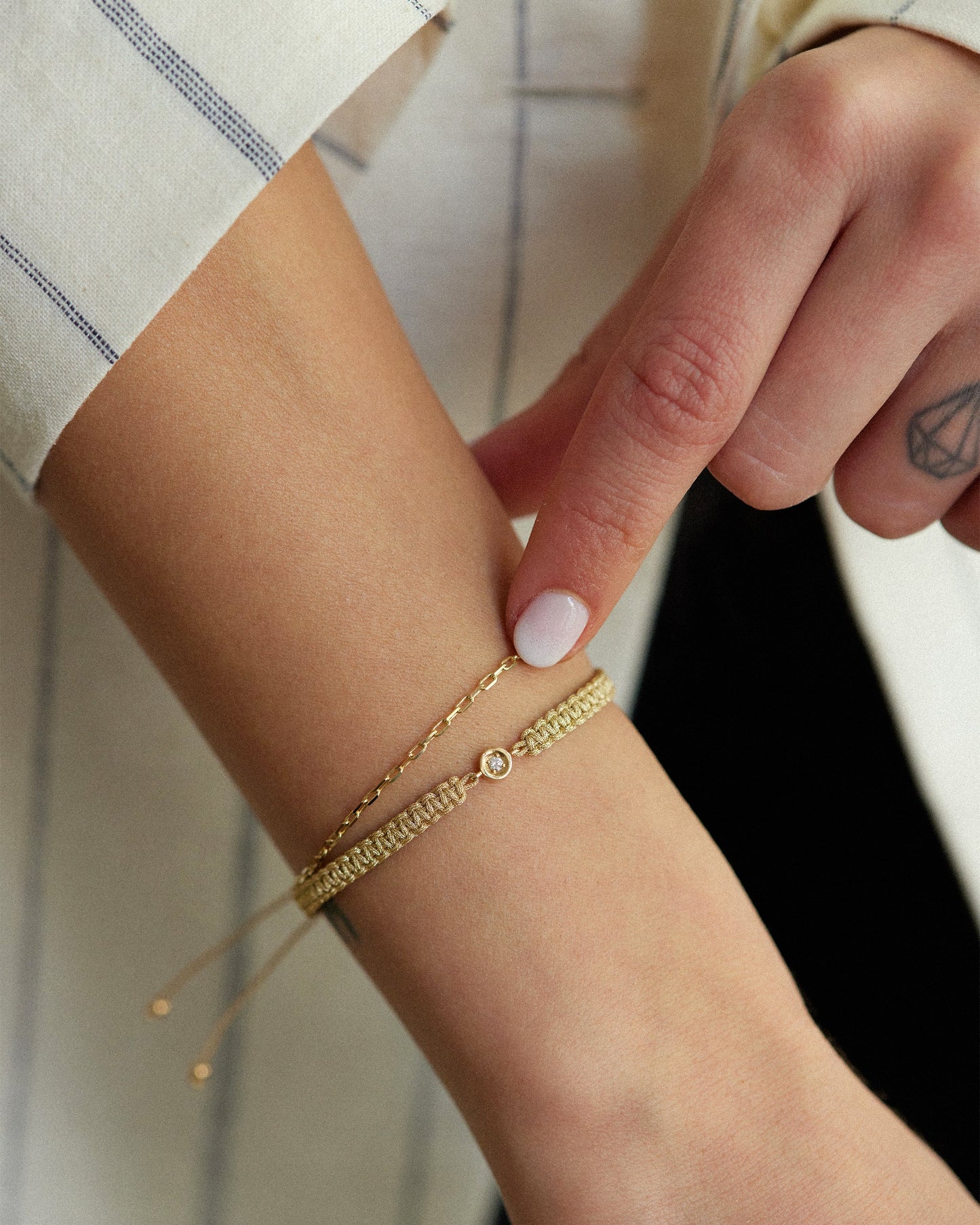 14K Solid Gold Diamond Friendship Bracelet