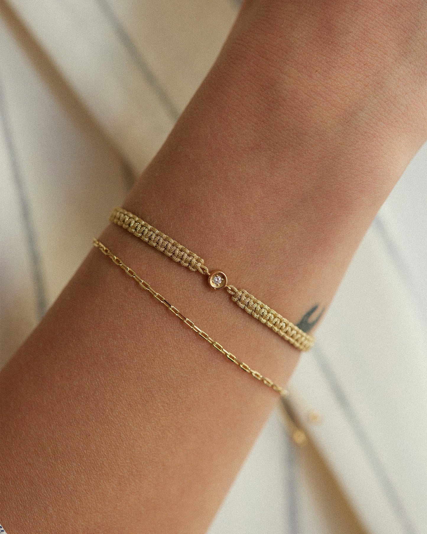 14K Solid Gold Diamond Friendship Bracelet