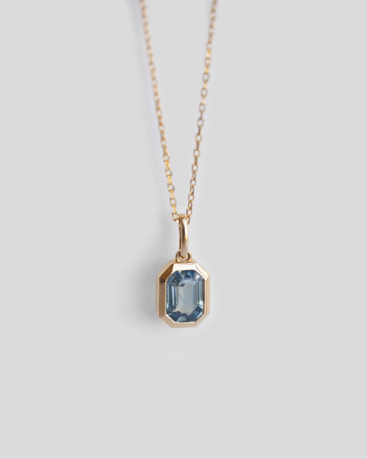 gold necklace with natural blue sapphire, untreated sapphire gold pendant necklace 