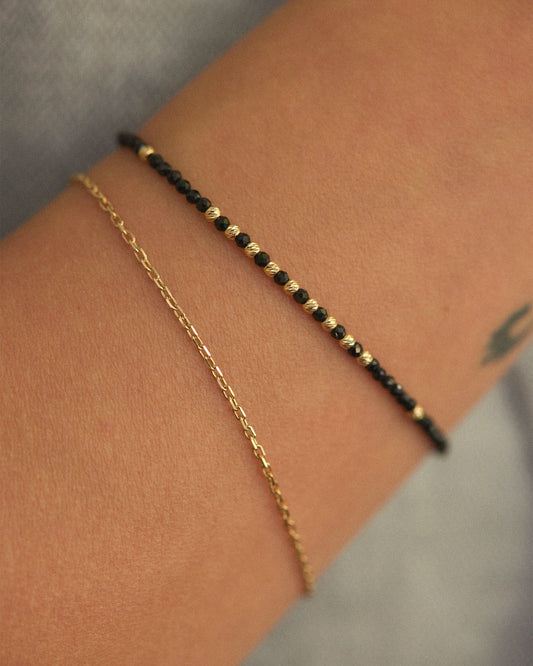 14K Solid Gold Black Spinel Bracelet