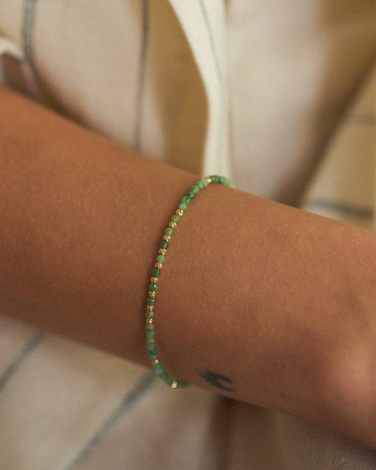 14K Solid Gold Emerald Bracelet
