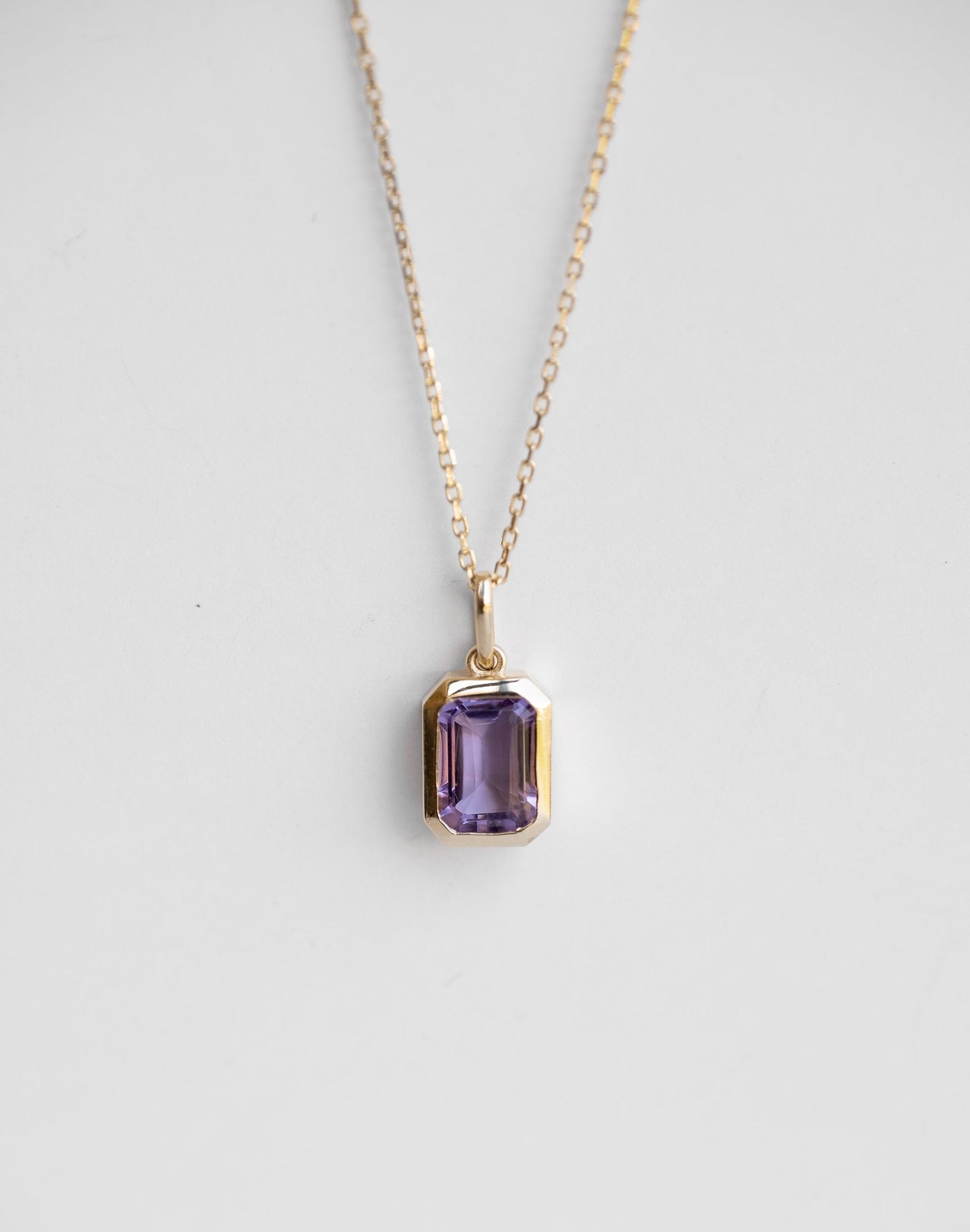 Emerald Cut Amethyst Pendant Necklace