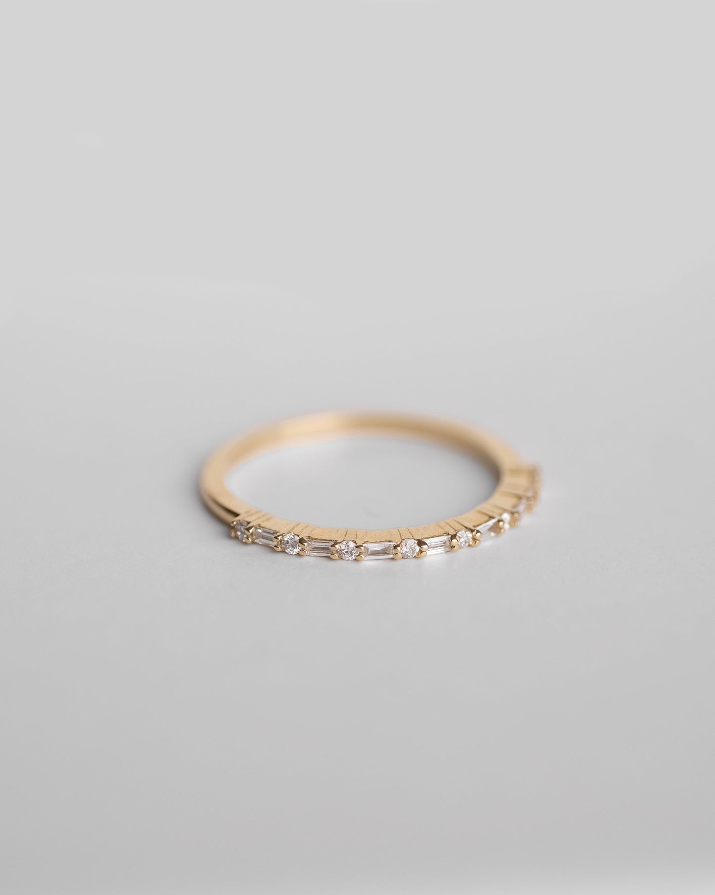 Tiny Baguette And Round Diamond Ring