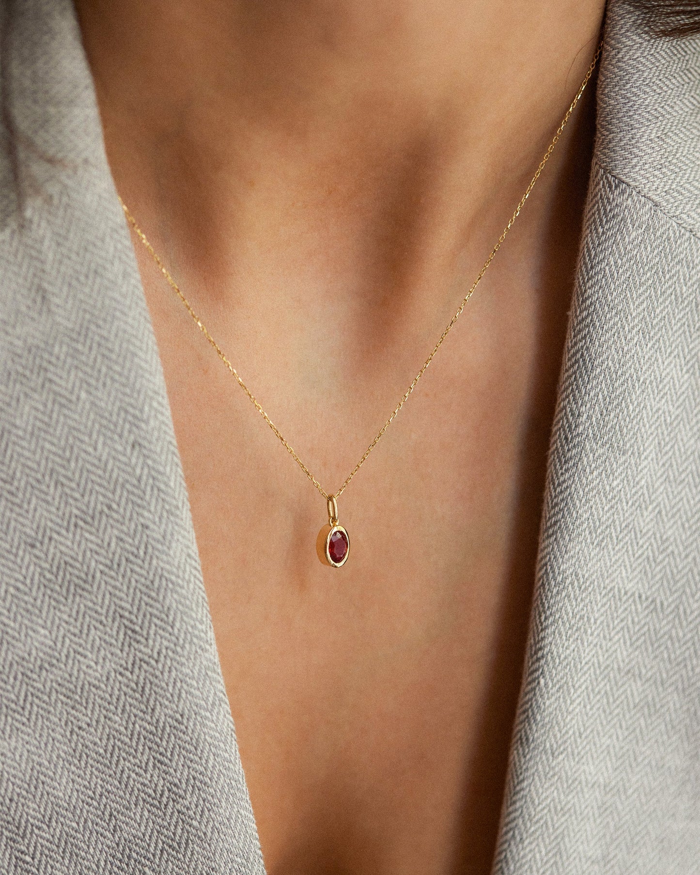 Oval Ruby Pendant Necklace