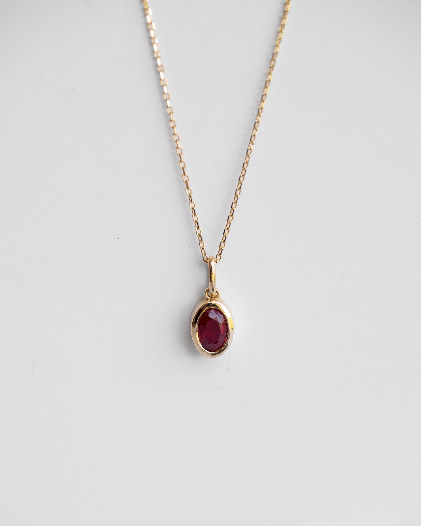 Oval Ruby Pendant Necklace