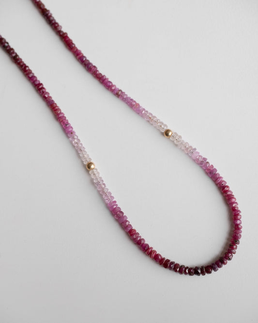 14K Solid Gold Shaded Ruby Necklace