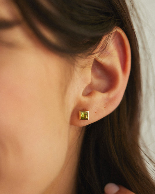 Green Peridot Stud Earrings