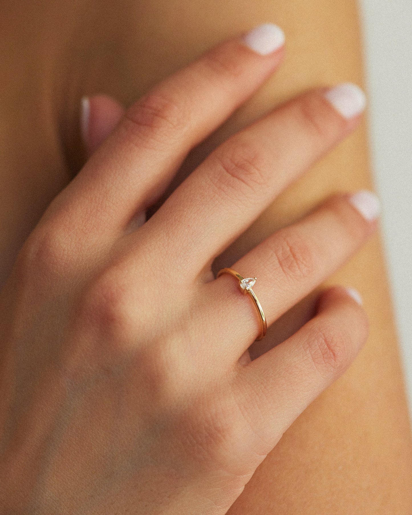 Tiny Teardrop Diamond Ring