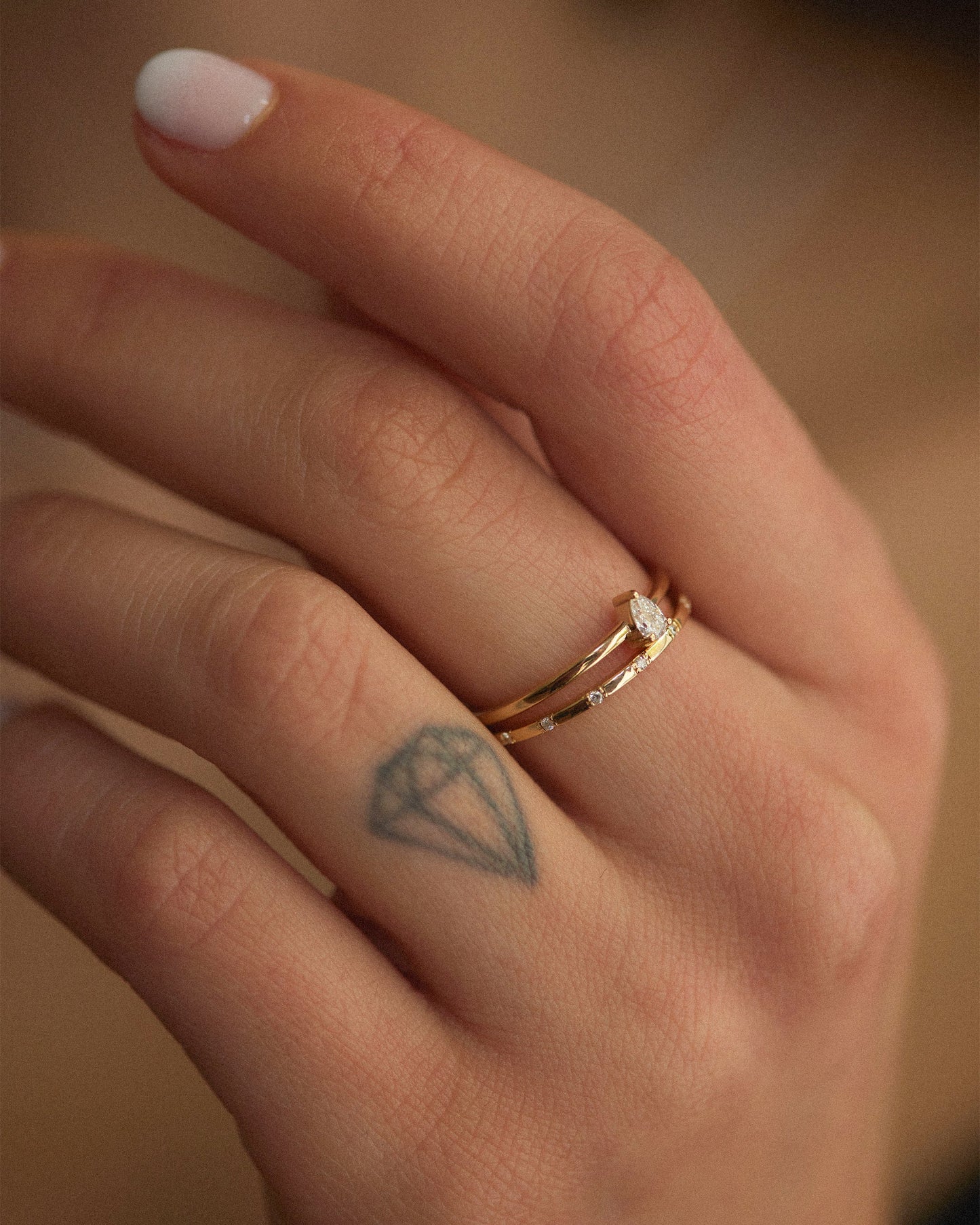 Tiny Teardrop Diamond Ring