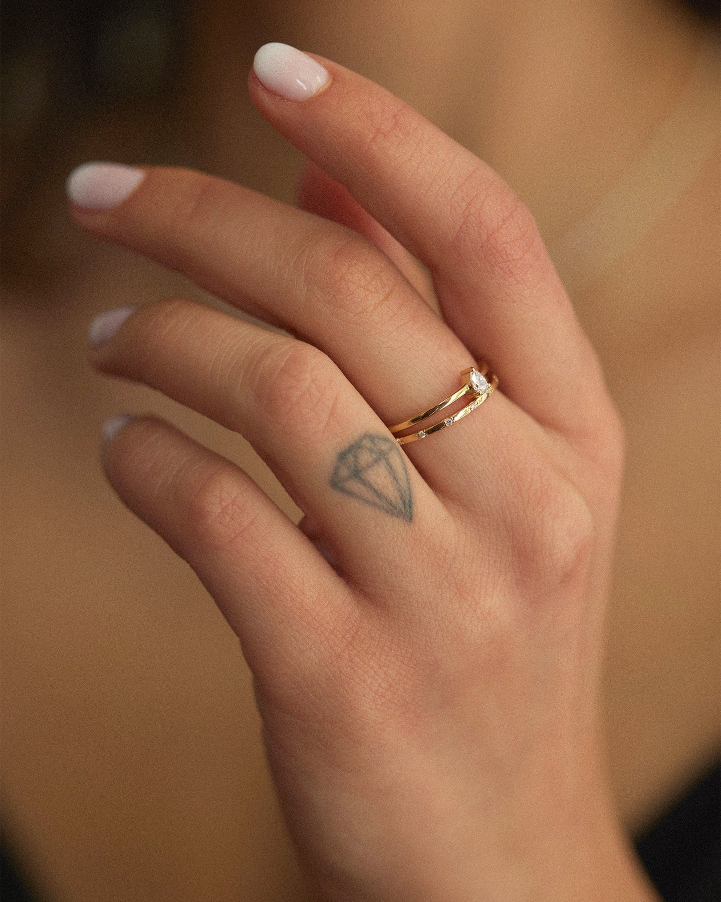 Tiny Teardrop Diamond Ring