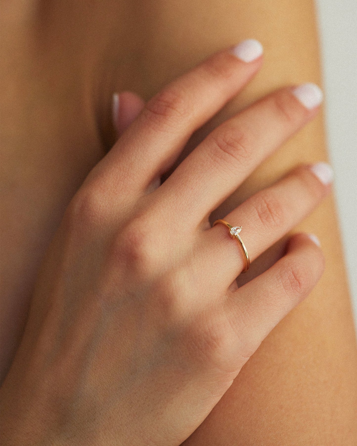 Tiny Teardrop Diamond Ring