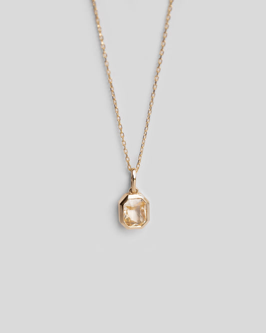 Emerald Cut Yellow Sapphire Necklace