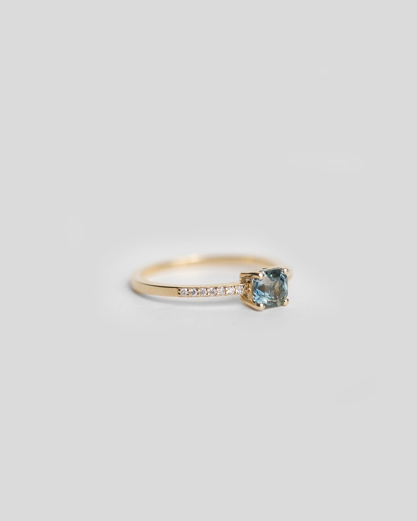 Teal Sapphire Solitaire Ring