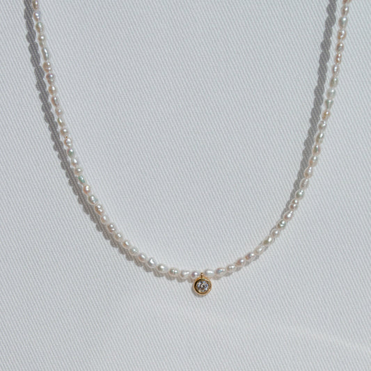 14K Solid Gold Large Diamond Necklace