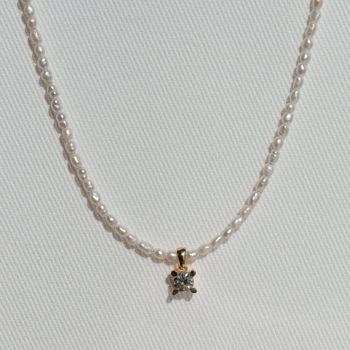Pearl Necklace With 0.3ct Diamond Pendant