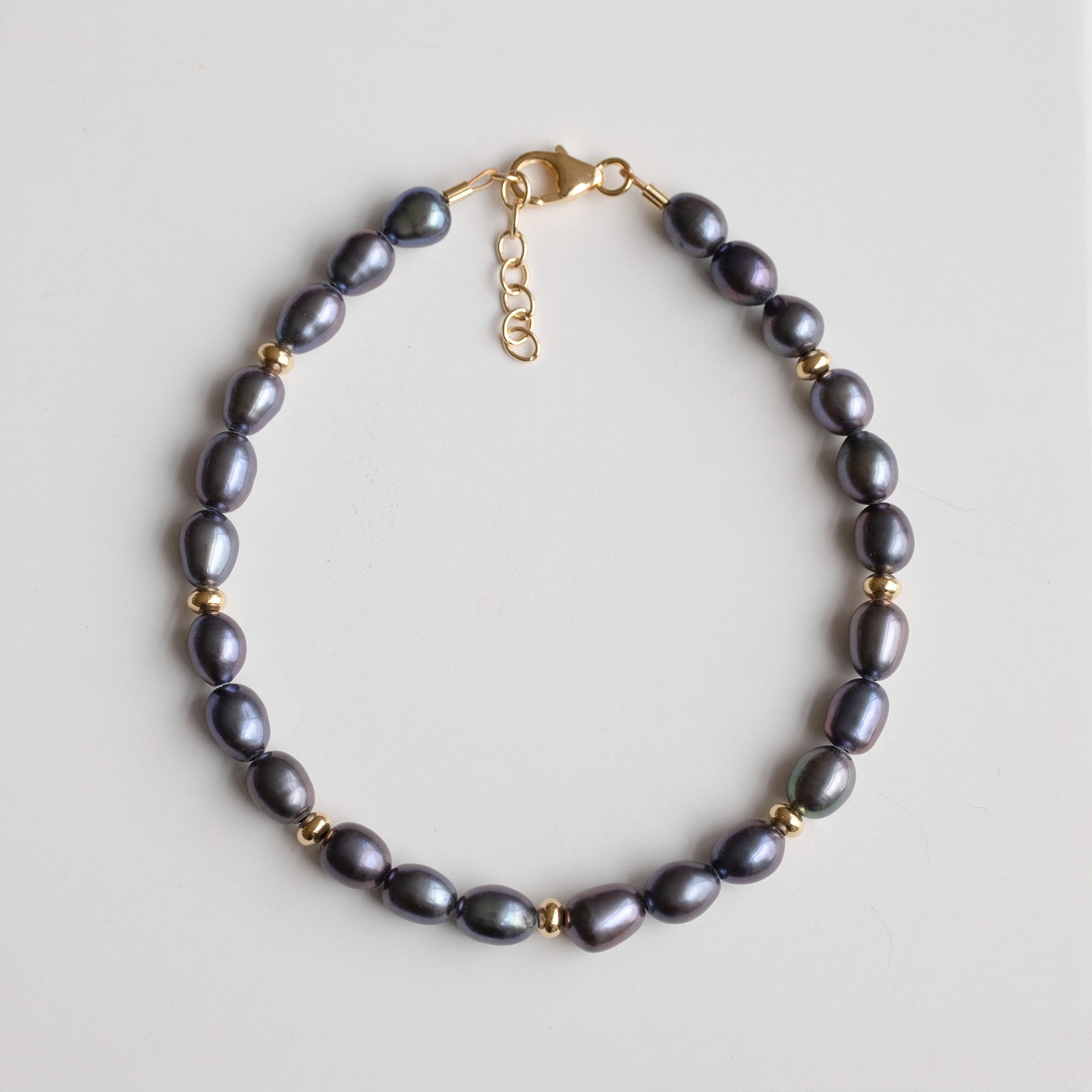 black pearl bracelet, gold vermeil bracelet with black pearls, handmade beaded bracelet 