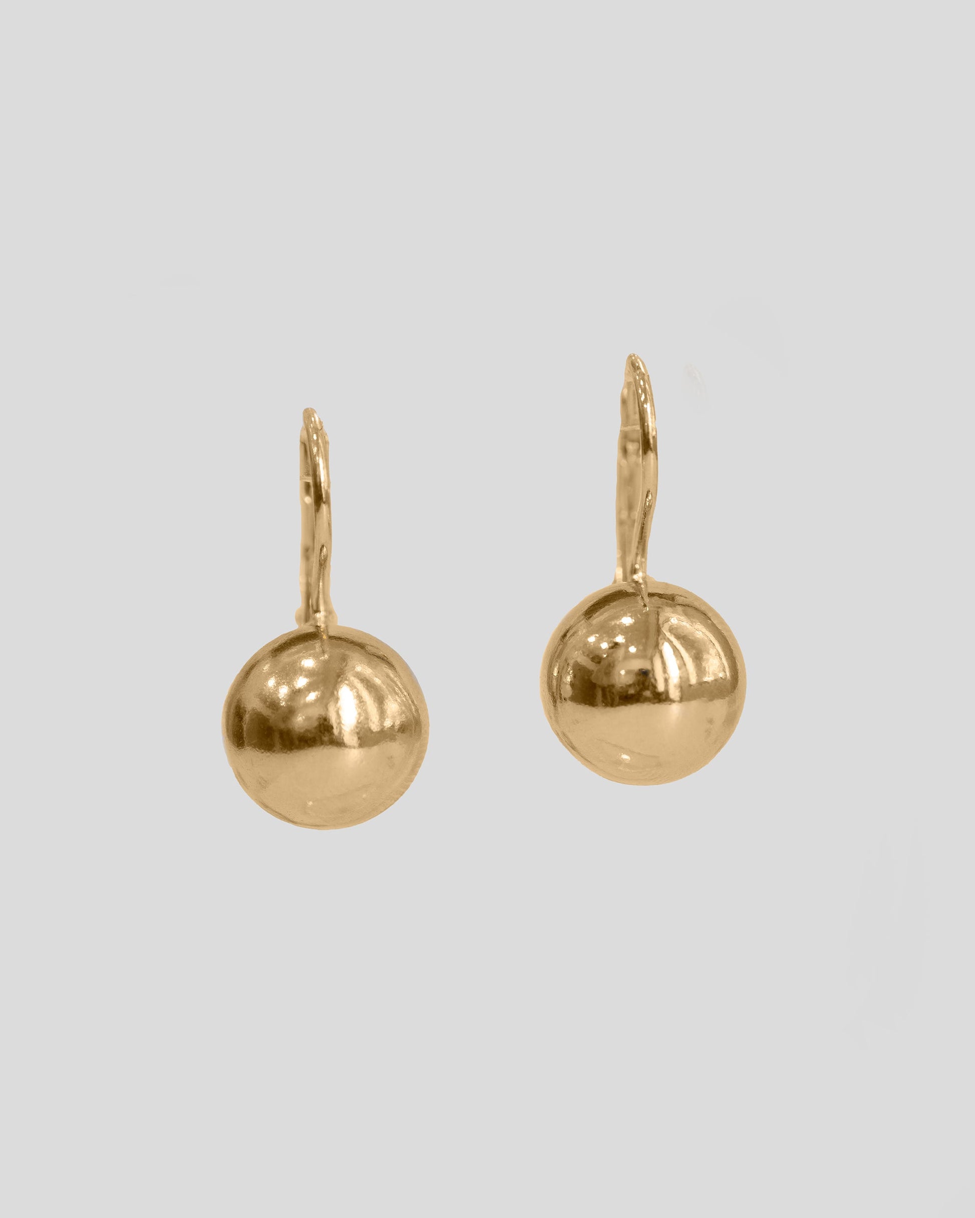 leverback gold vemeil drop ball earrings 