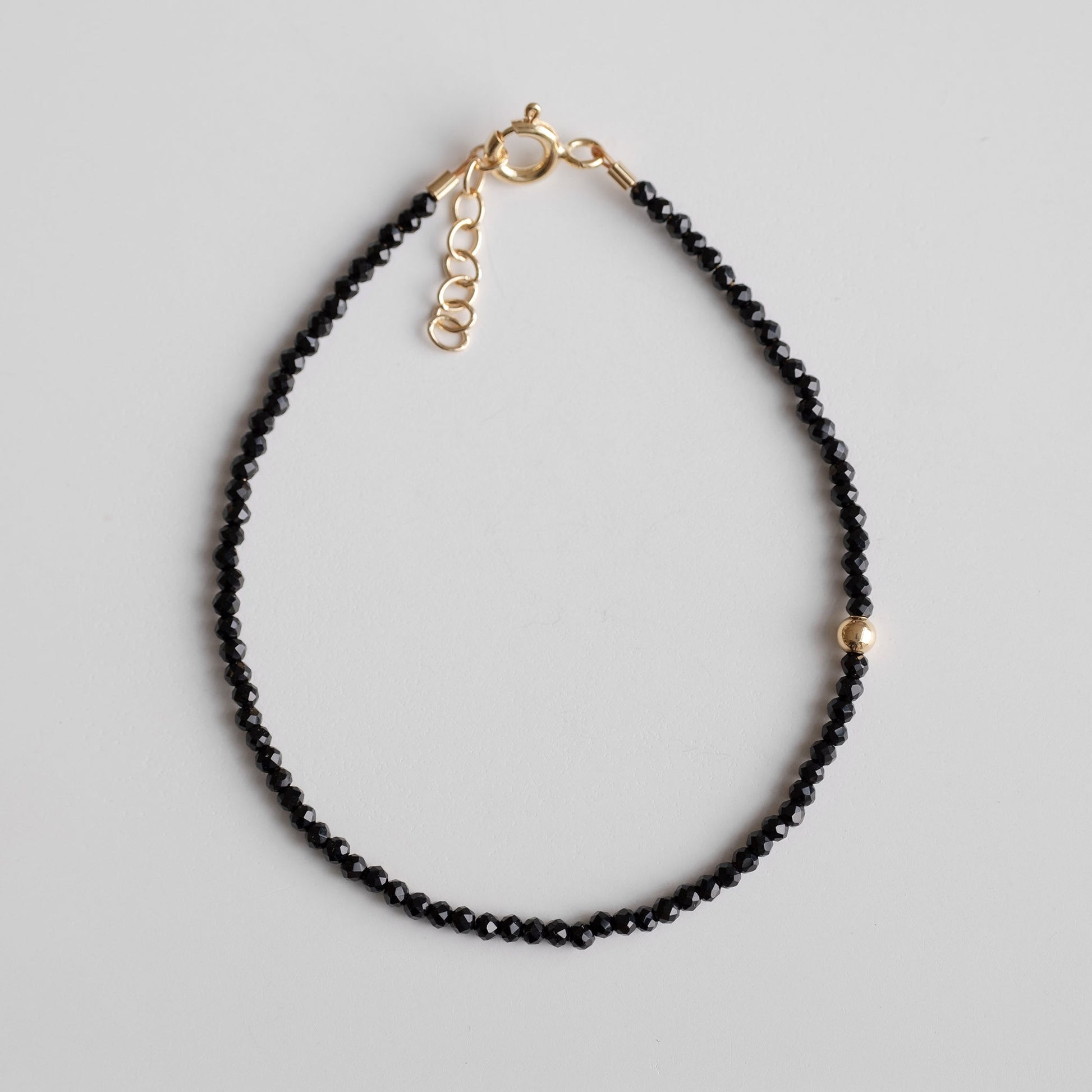 gold vermeil bracelet with black spinel, natural gemstone bracelet