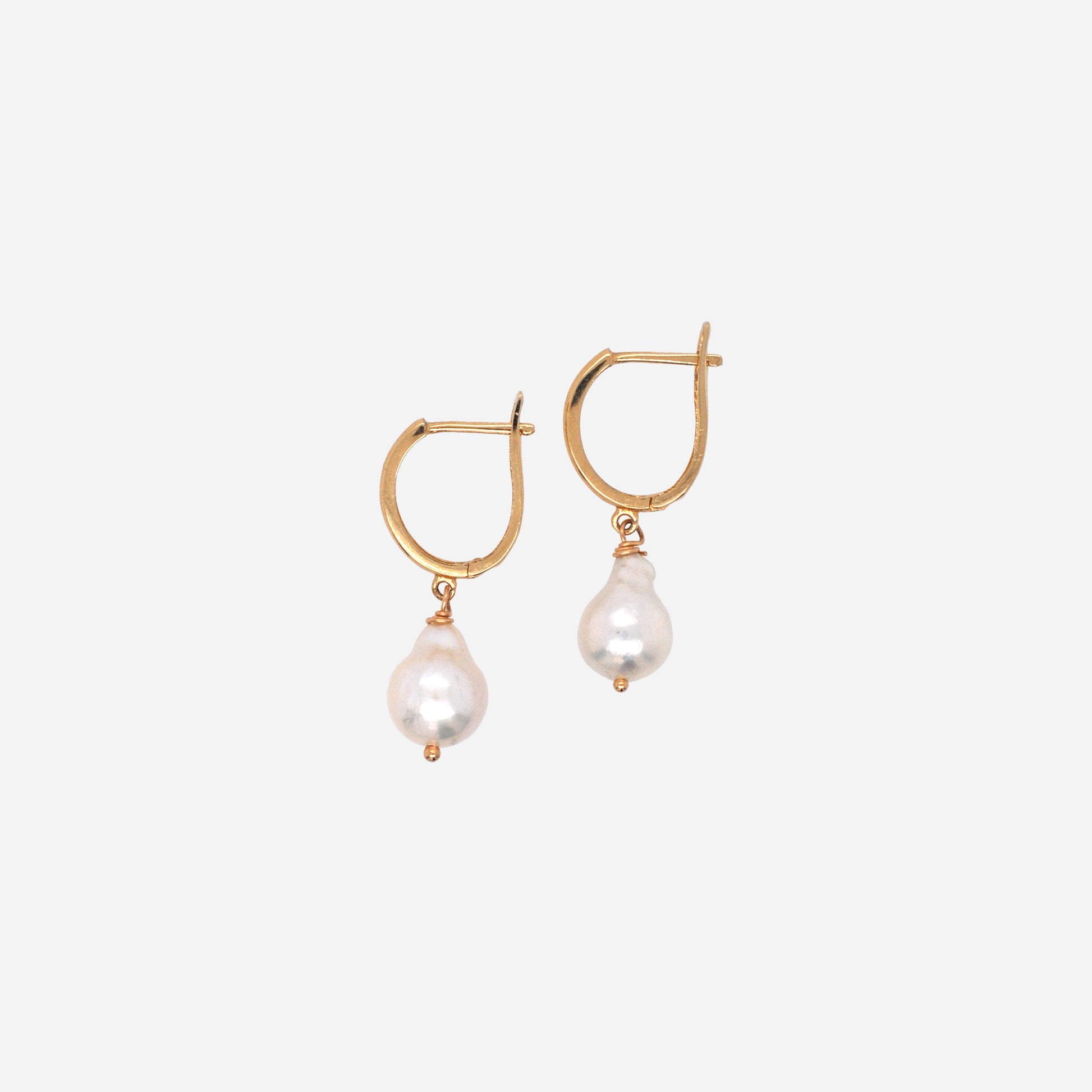 leverback gold pearl earrings 